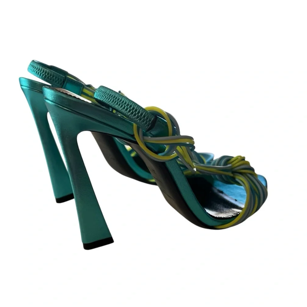 Saint Laurent Pool 105  Multi Strap High Heel Slingback Sandals EU 37.5  US 7.5 - Picture 3 of 11